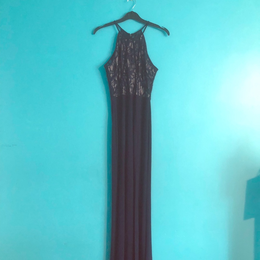 Navy blue & nude sparkly formal dress